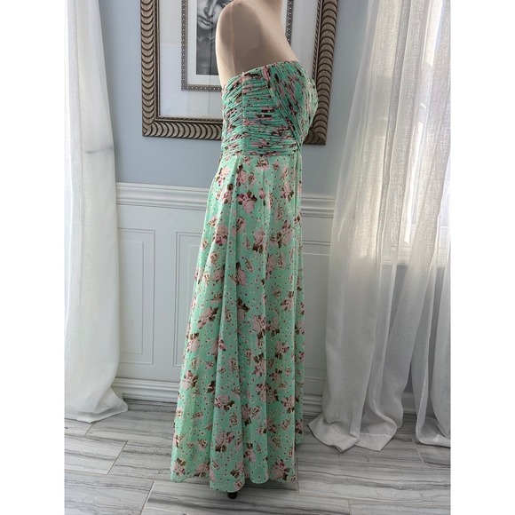 Allure Bridals Strapless Sweetheart Floral Ruched Maxi Dress Size 12 - Picture 3 of 10